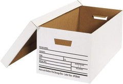 Made in USA - 1 Compartment, 12" Wide x 24" Deep, File Storage Boxes - Corrugated Cardboard, White - Americas Industrial Supply