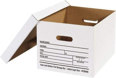 Made in USA - 1 Compartment, 12" Wide x 15" Deep, File Storage Boxes - Corrugated Cardboard, White - Americas Industrial Supply