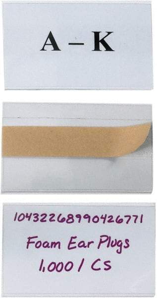 Made in USA - 3" Long x 5" Wide, Self Adhesive Back, Label Holder - Clear - Americas Industrial Supply