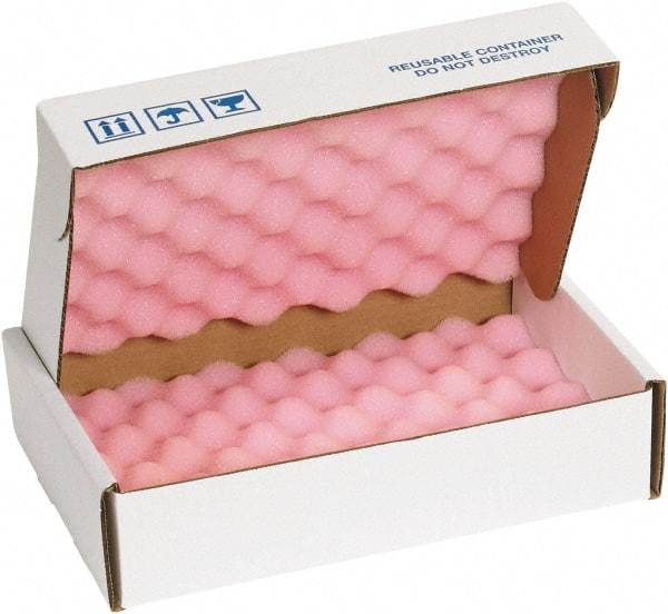 Made in USA - 12" Long x 8" Wide, Antistatic Foam Shippers - Pink & White, Standard Grade - Americas Industrial Supply