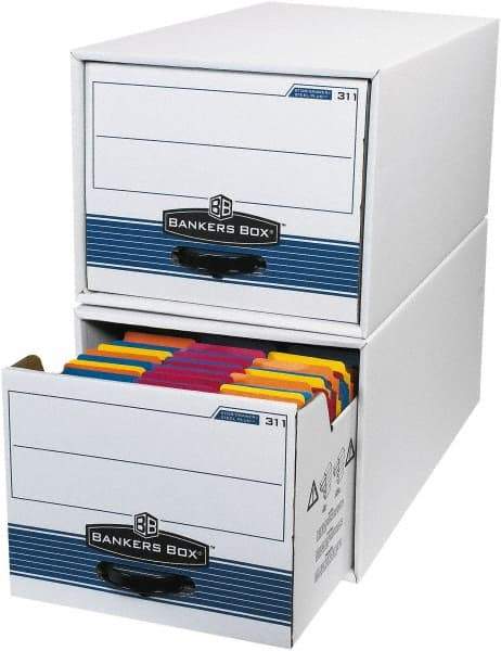 Made in USA - 1 Compartment, 12" Wide x 24" Deep, File Storage Boxes - Corrugated Cardboard, White - Americas Industrial Supply