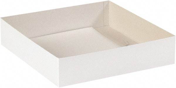 Made in USA - 14" Wide x 14" Long x 3" High Rectangle Chipboard Box - 1 Wall, White - Americas Industrial Supply