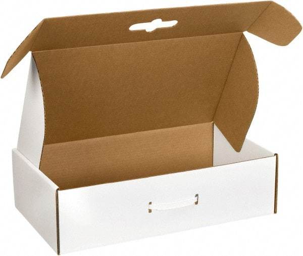 Made in USA - 11-3/8" Wide x 18-1/4" Long x 4-1/2" High Rectangle Corrugated Shipping Box - 1 Wall, White - Americas Industrial Supply