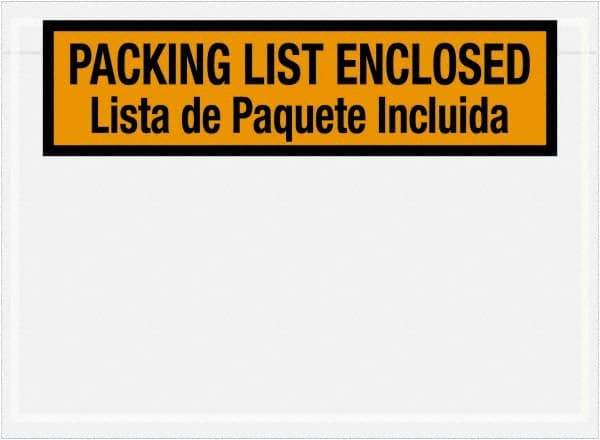 Value Collection - 1,000 Piece, 7-1/2" Long x 5-1/2" Wide, Packing List Envelope - Orange - Americas Industrial Supply