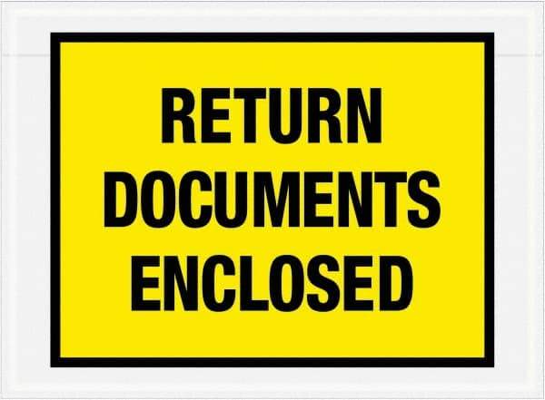 Value Collection - 1,000 Piece, 7-1/2" Long x 5-1/2" Wide, Packing List Envelope - Return Documents Enclosed, Yellow - Americas Industrial Supply