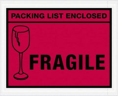 Value Collection - 1,000 Piece, 4-1/2" Long x 5-1/2" Wide, Packing List Envelope - Packing List Enclosed - Fragile, Red - Americas Industrial Supply