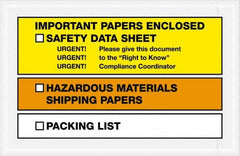 Value Collection - 1,000 Piece, 6-1/2" Long x 10" Wide, Packing List Envelope - Important Papers Enclosed, Yellow/Orange - Americas Industrial Supply