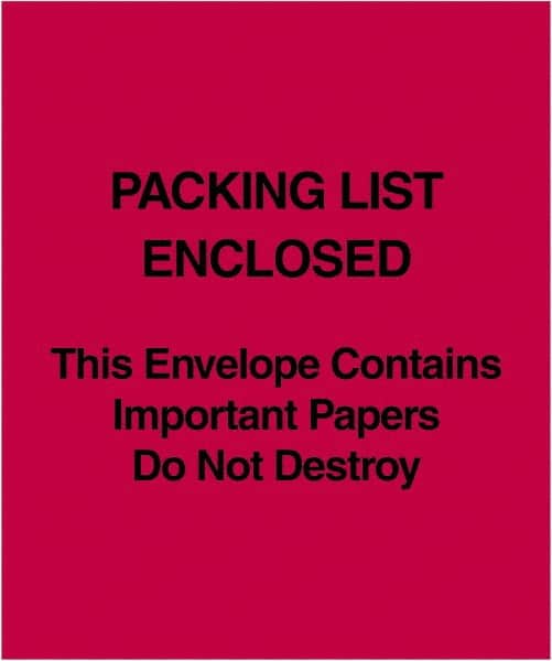 Value Collection - 1,000 Piece, 5" Long x 6" Wide, Packing List Envelope - Packing List Enclosed, Red - Americas Industrial Supply