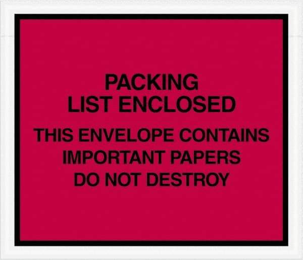 Value Collection - 1,000 Piece, 7" Long x 6" Wide, Packing List Envelope - Important Papers Enclosed, Red - Americas Industrial Supply