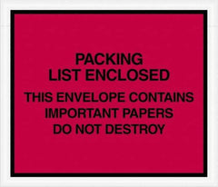 Value Collection - 1,000 Piece, 7" Long x 6" Wide, Packing List Envelope - Important Papers Enclosed, Red - Americas Industrial Supply