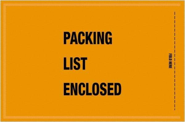 Value Collection - 1,000 Piece, 5-1/4" Long x 8" Wide, Packing List Envelope - Packing List Enclosed, Orange - Americas Industrial Supply