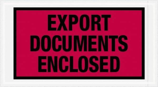 Value Collection - 1,000 Piece, 5-1/2" Long x 10" Wide, Packing List Envelope - Export Documents Enclosed, Red - Americas Industrial Supply