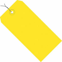 Made in USA - 3-3/4" High x 1-7/8" Long, Safety & Facility Blank Tag - Yellow Cardstock - Americas Industrial Supply