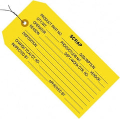 Made in USA - 4-3/4" High x 2-3/8" Long, Scrap, English Safety & Facility Inspection Tag - Yellow Cardstock - Americas Industrial Supply