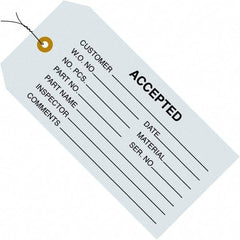 Made in USA - 4-3/4" High x 2-3/8" Long, ACCEPTED, English Safety & Facility Inspection Tag - Blue Cardstock - Americas Industrial Supply