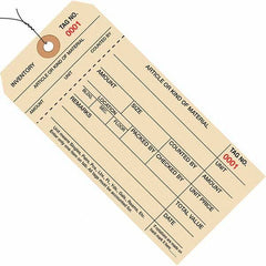 Made in USA - 6-1/4" High x 3-1/8" Long, Inventory, English Safety & Facility Numbered Tag - Manila Cardstock - Americas Industrial Supply