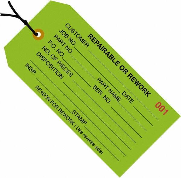 Made in USA - 4-3/4" High x 2-3/8" Long, Safety & Facility Blank Tag - Green Cardstock - Americas Industrial Supply