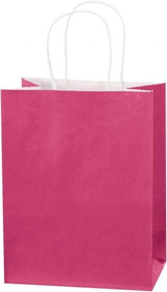 Made in USA - Kraft Grocery Bag - 8 x 4-1/2 x 10-1/4, Cerise - Americas Industrial Supply