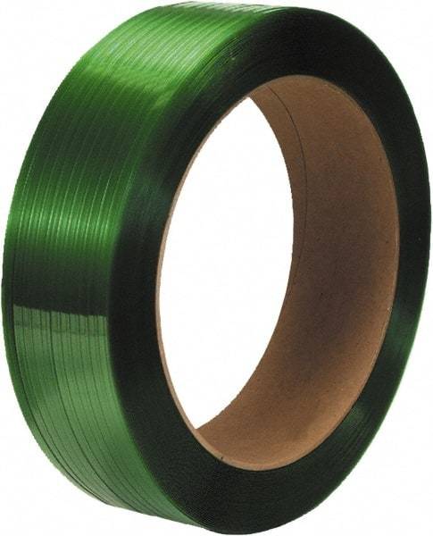 Made in USA - 3,600' Long x 1/2" Wide, Coil Case Polyester Hand Strapping - 600 Lb Capacity, 0.02" Thick - Americas Industrial Supply