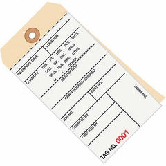 Made in USA - 6-1/4" High x 3-1/8" Long, Inventory, English Safety & Facility Numbered Tag - White & Manila Cardstock - Americas Industrial Supply