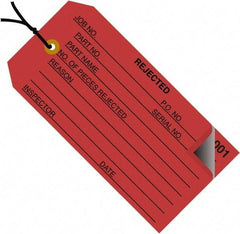 Made in USA - 4-3/4" High x 2-3/8" Long, Inventory, English Safety & Facility Numbered Tag - Red Cardstock - Americas Industrial Supply