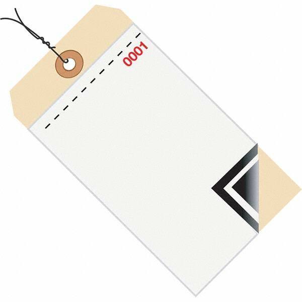 Made in USA - 6-1/4" High x 3-1/8" Long, Inventory, English Safety & Facility Numbered Tag - White & Manila Cardstock - Americas Industrial Supply