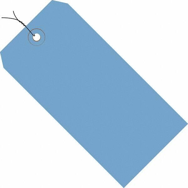 Made in USA - 3-3/4" High x 1-7/8" Long, Safety & Facility Blank Tag - Dark Blue Cardstock - Americas Industrial Supply