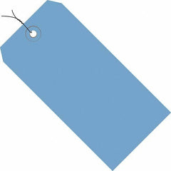 Made in USA - 3-3/4" High x 1-7/8" Long, Safety & Facility Blank Tag - Dark Blue Cardstock - Americas Industrial Supply