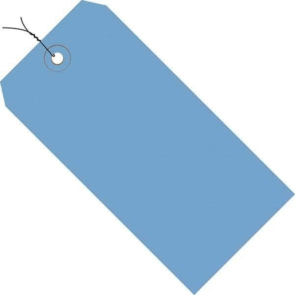Made in USA - 5-1/4" High x 2-5/8" Long, Safety & Facility Blank Tag - Dark Blue Cardstock - Americas Industrial Supply