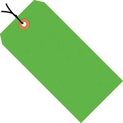 Made in USA - 2-3/4" High x 1-3/8" Long, Safety & Facility Blank Tag - Fluorescent Green Cardstock - Americas Industrial Supply