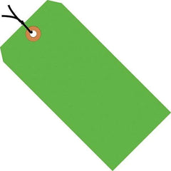 Made in USA - 6-1/4" High x 3-1/8" Long, Safety & Facility Blank Tag - Fluorescent Green Cardstock - Americas Industrial Supply
