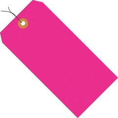 Made in USA - 2-3/4" High x 1-3/8" Long, Safety & Facility Blank Tag - Fluorescent Pink Cardstock - Americas Industrial Supply