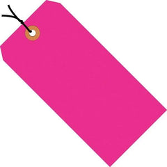 Made in USA - 2-3/4" High x 1-3/8" Long, Safety & Facility Blank Tag - Fluorescent Pink Cardstock - Americas Industrial Supply