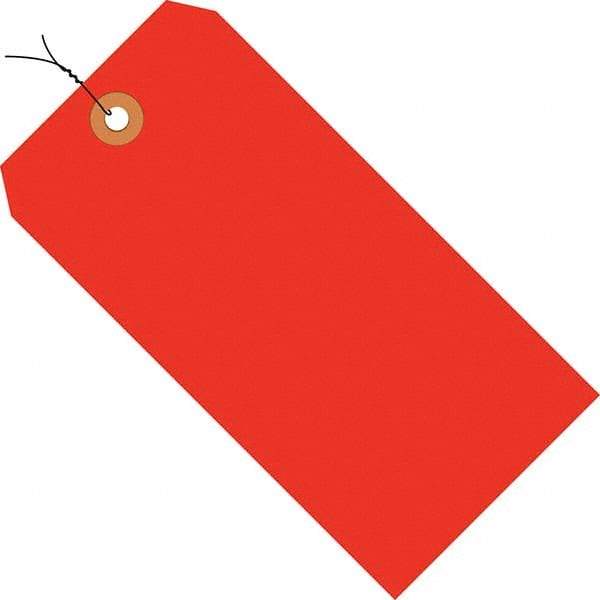 Made in USA - 3-3/4" High x 1-7/8" Long, Safety & Facility Blank Tag - Fluorescent Red Cardstock - Americas Industrial Supply