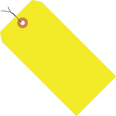 Made in USA - 4-1/4" High x 2-1/8" Long, Safety & Facility Blank Tag - Fluorescent Yellow Cardstock - Americas Industrial Supply