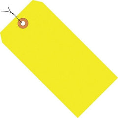 Made in USA - 5-1/4" High x 2-5/8" Long, Safety & Facility Blank Tag - Fluorescent Yellow Cardstock - Americas Industrial Supply