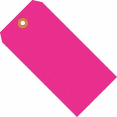 Made in USA - 5-1/4" High x 2-5/8" Long, Safety & Facility Blank Tag - Fluorescent Pink Cardstock - Americas Industrial Supply