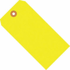 Made in USA - 5-1/4" High x 2-5/8" Long, Safety & Facility Blank Tag - Fluorescent Yellow Cardstock - Americas Industrial Supply