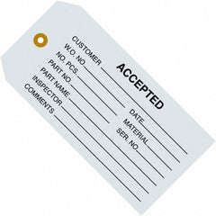 Made in USA - 4-3/4" High x 2-3/8" Long, ACCEPTED, English Safety & Facility Inspection Tag - Blue Cardstock - Americas Industrial Supply