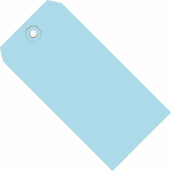 Made in USA - 5-3/4" High x 2-7/8" Long, Safety & Facility Blank Tag - Light Blue Cardstock - Americas Industrial Supply