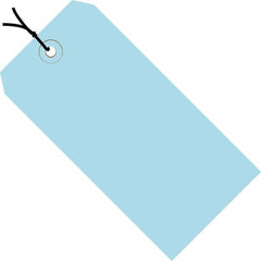 Made in USA - 4-3/4" High x 2-3/8" Long, Safety & Facility Blank Tag - Light Blue Cardstock - Americas Industrial Supply