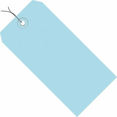 Made in USA - 3-3/4" High x 1-7/8" Long, Safety & Facility Blank Tag - Light Blue Cardstock - Americas Industrial Supply