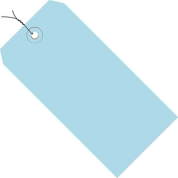 Made in USA - 4-3/4" High x 2-3/8" Long, Safety & Facility Blank Tag - Light Blue Cardstock - Americas Industrial Supply