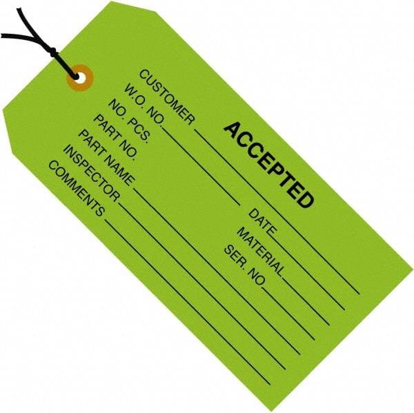 Made in USA - 4-3/4" High x 2-3/8" Long, Safety & Facility Blank Tag - Green Cardstock - Americas Industrial Supply