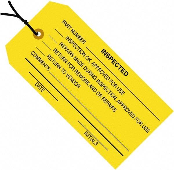 Made in USA - 4-3/4" High x 2-3/8" Long, Safety & Facility Blank Tag - Yellow Cardstock - Americas Industrial Supply