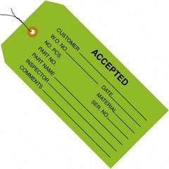 Made in USA - 4-3/4" High x 2-3/8" Long, ACCEPTED, English Safety & Facility Inspection Tag - Green Cardstock - Americas Industrial Supply