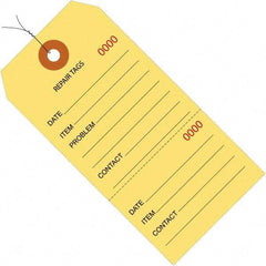 Made in USA - 6-1/4" High x 3-1/8" Long, Repair, English Safety & Facility Inspection Tag - Yellow Cardstock - Americas Industrial Supply
