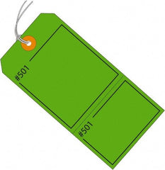 Made in USA - 4-3/4" High x 2-3/8" Long, Numbered, English Safety & Facility Retail Tag - Green Cardstock - Americas Industrial Supply