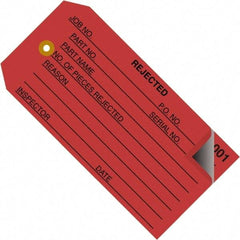 Made in USA - 4-3/4" High x 2-3/8" Long, REJECTED, English Safety & Facility Inspection Tag - Red Cardstock - Americas Industrial Supply