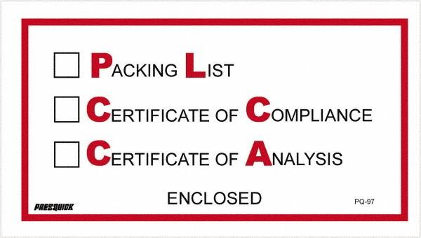 Value Collection - 1,000 Piece, 5-1/2" Long x 10" Wide, Packing List Envelope - Packing List/Certificate of Compliance/Certificate of Analysis Enclosed, Red/Black - Americas Industrial Supply